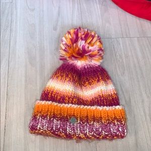 Purple and Orange SPYDER Fleece PomPom Hat